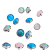 Solid Titanium Bezel Set Synthetic Opal Dermal Anchor Top Piercing Jewelry