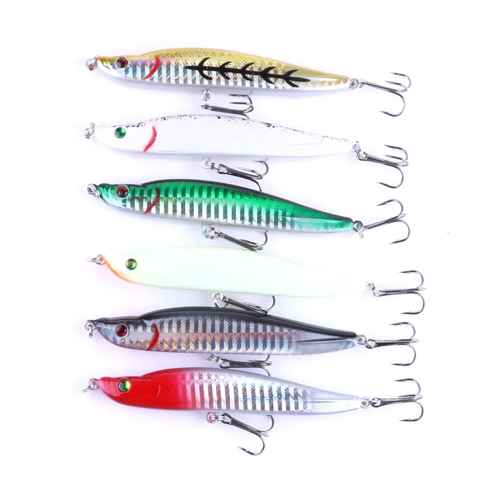 

Hengjia wholesale fishing lure hard plastic Bait Sinking Pencil stick bait lure, 6 colors