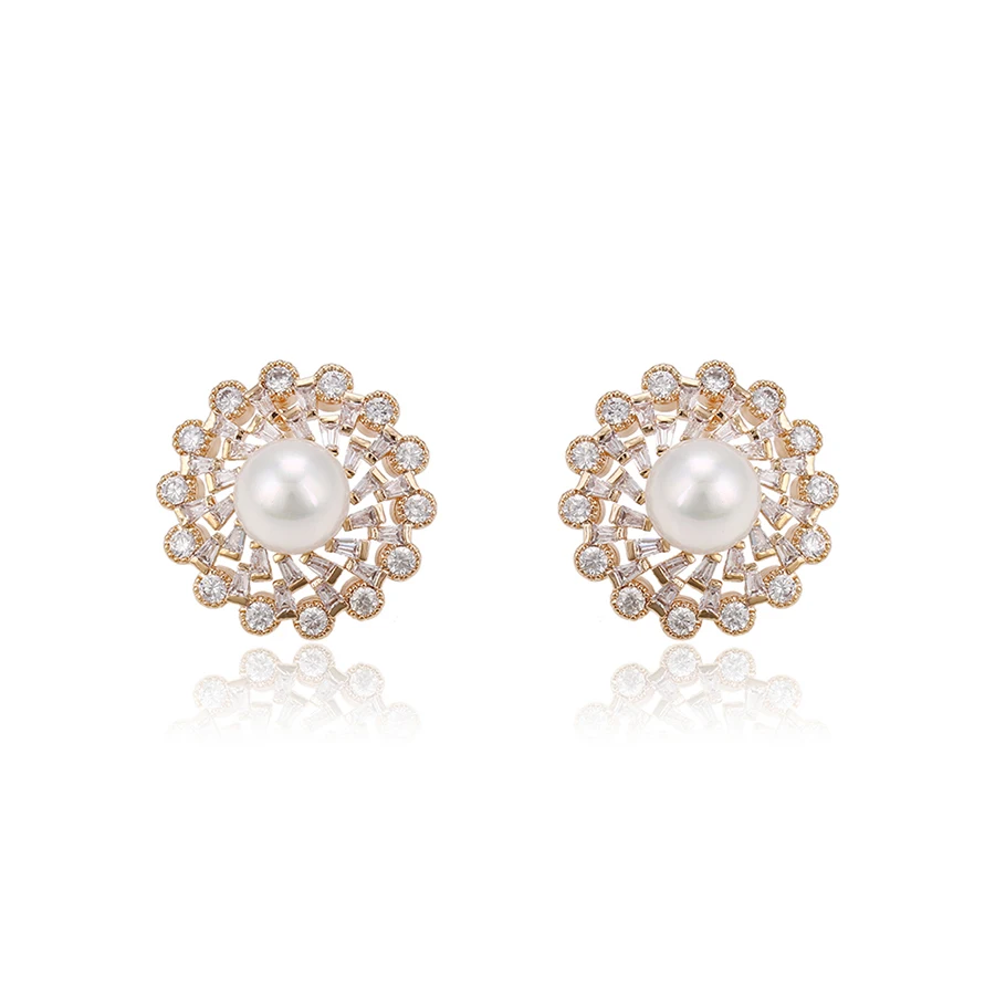 

E-523 Xuping Environmental Copper luxury stud earring with pearl designs for ladies, N/a