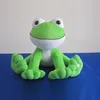 20cm sitting height green and white animal frog stuffed toy with embroidery logo