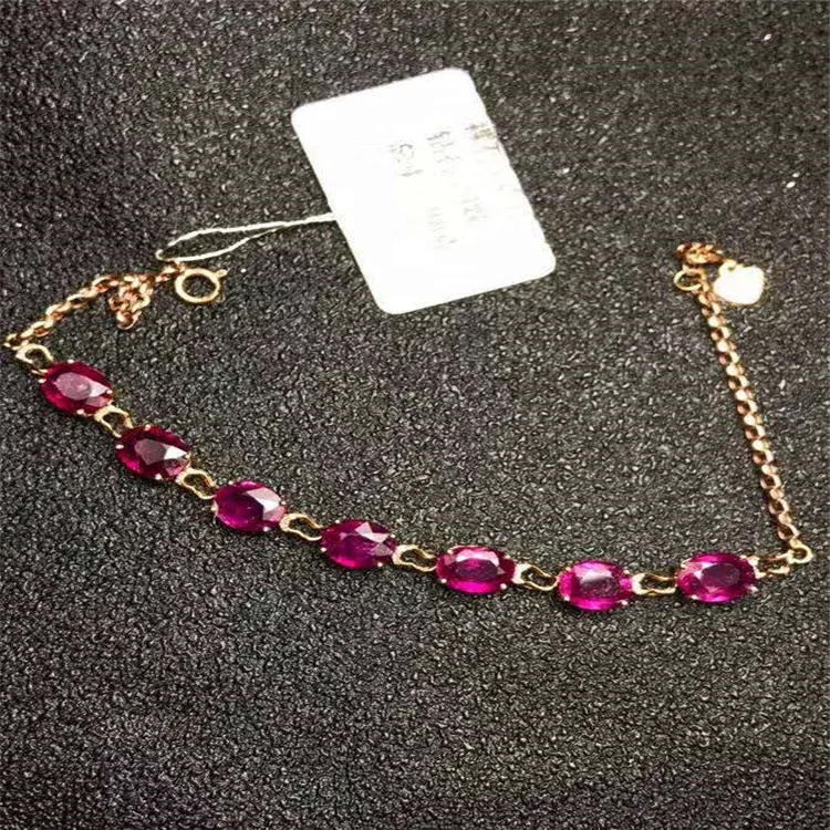

simple design gemstone jewelry supplier 18k gold South Africa diamond 6ct natural red tourmaline chain bracelet for women