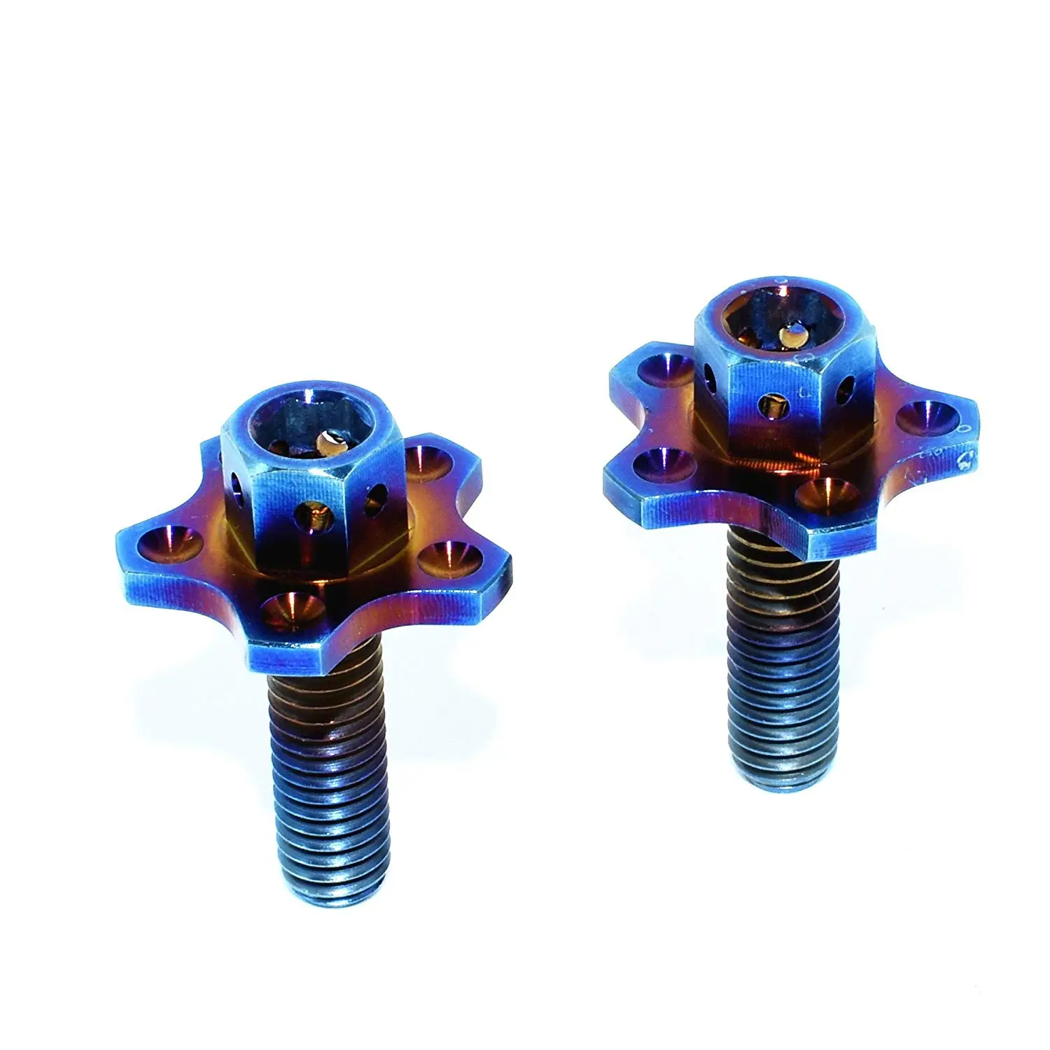 M12 x 1.25 Titanium Ti Hex Colorful Flange Flower Nut for Motorcycle Bicycle DIY