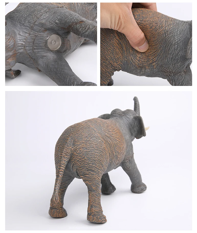 Lifelike Animals World Soft Plastic Elephant Toy For Model Display