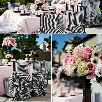 Black And White Stripe Wrinkle Free Frill Chair Cover Banquet Buy Frill Chair Cover Wrinkle Free Chair Cover Chair Cover Banquet Product On