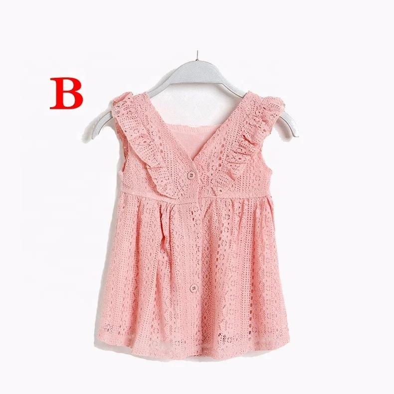 

Sleeveless embroidery lace dress toddler girls spring summer dresses, Beige
