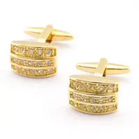 

2016 Jewelry Gold Three Layers Crystal Gold Cufflinks Fashion Gold Plated Cufflinks for Men