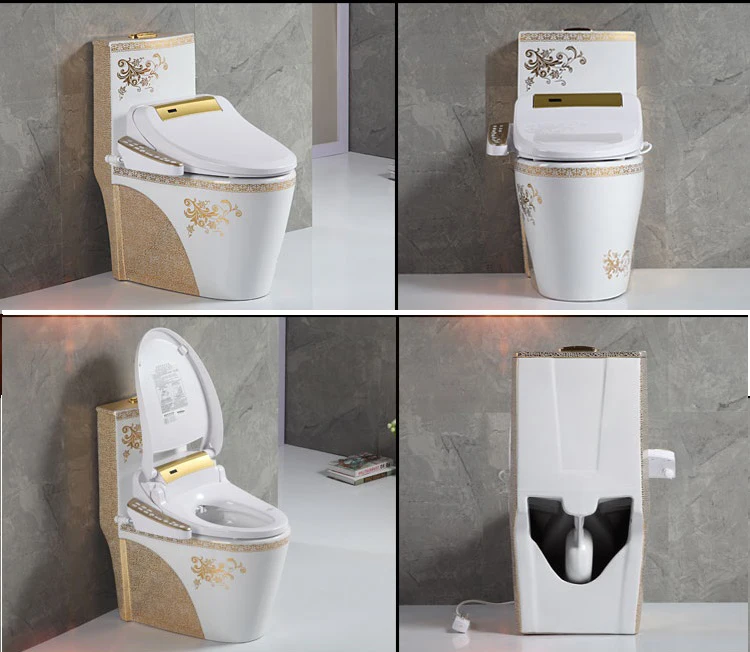 intelligent and smart toilet with remote control with heating/sensor flushing/sensor cover/bluetooth