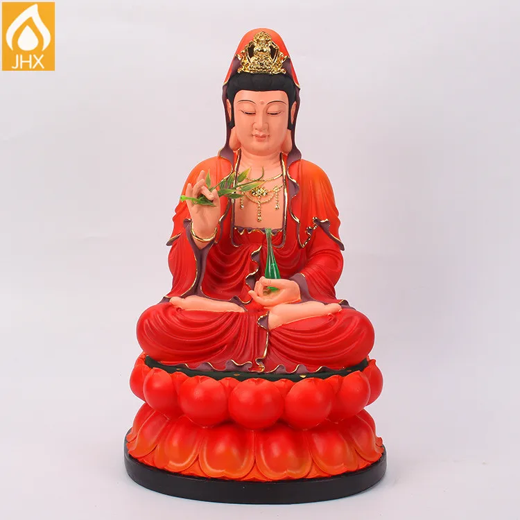Hand Carved Praying Fiberglass Monk HandPaint Colorful Buddha Statue
