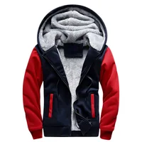 

Winter Thick Sweatshirt Quilt Hooded Mens Men Coat Pullover Full Zipper-Up Hoodie Lining Sherpa Fleece Jacket
