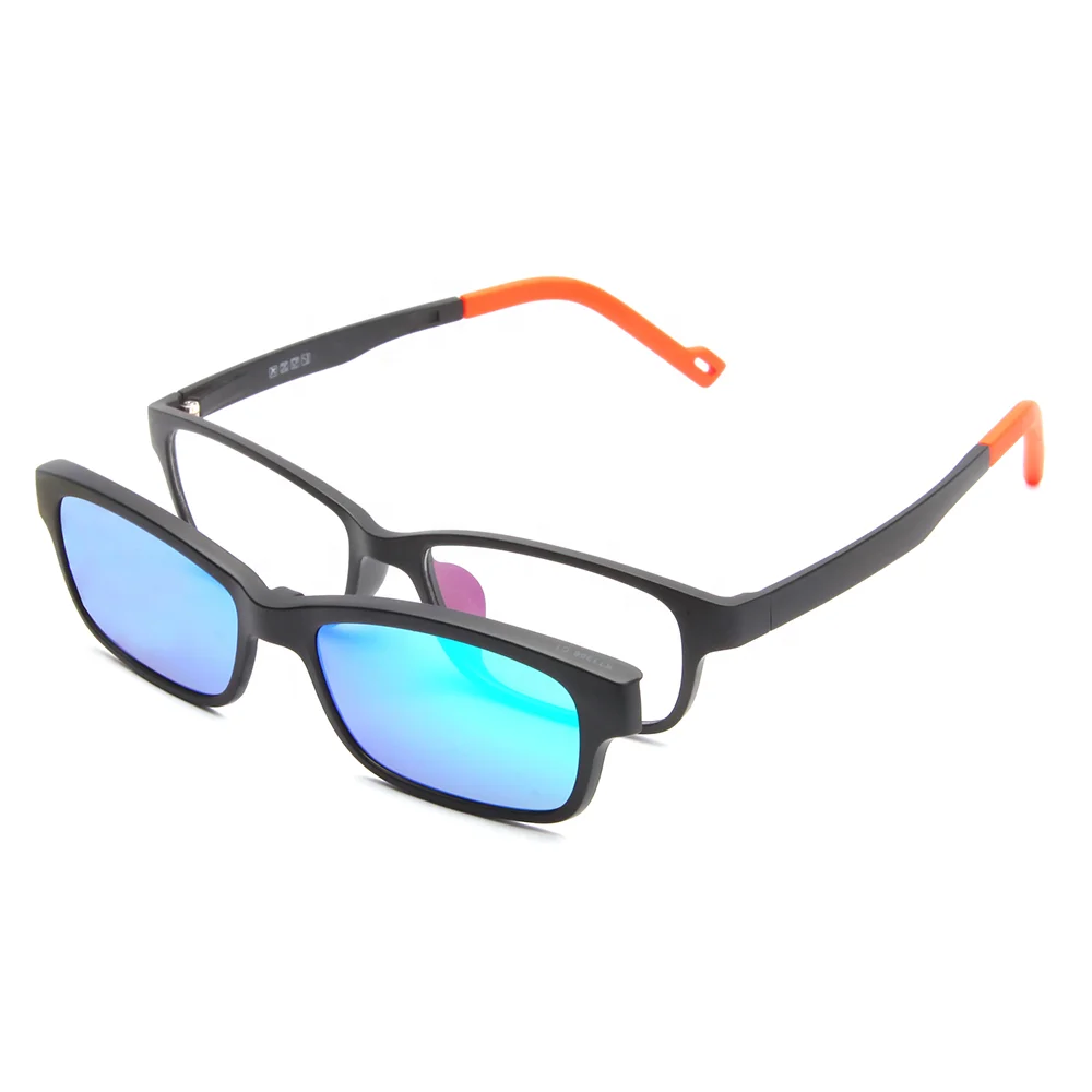 

Pupil Children Light 2 In 1 Black Red Ultem Optical Frame With Magnetic Polarized Clip On Sunglasses For Boy Girl