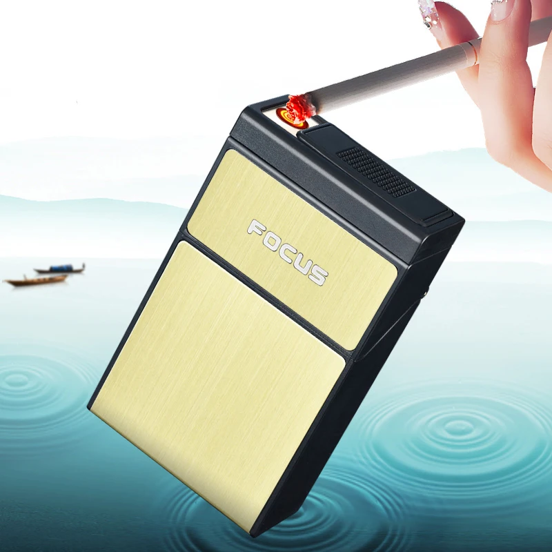 China factory direct 20pcs containers creative men vintage  cigarette case with usb lighter case custom wholesale 048