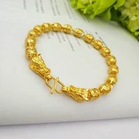

Top Fashion Retro Hollow Out Charm 24K Gold Plated Dragon Head Style Chain&Link 21CM Men Bracelet Jewelry