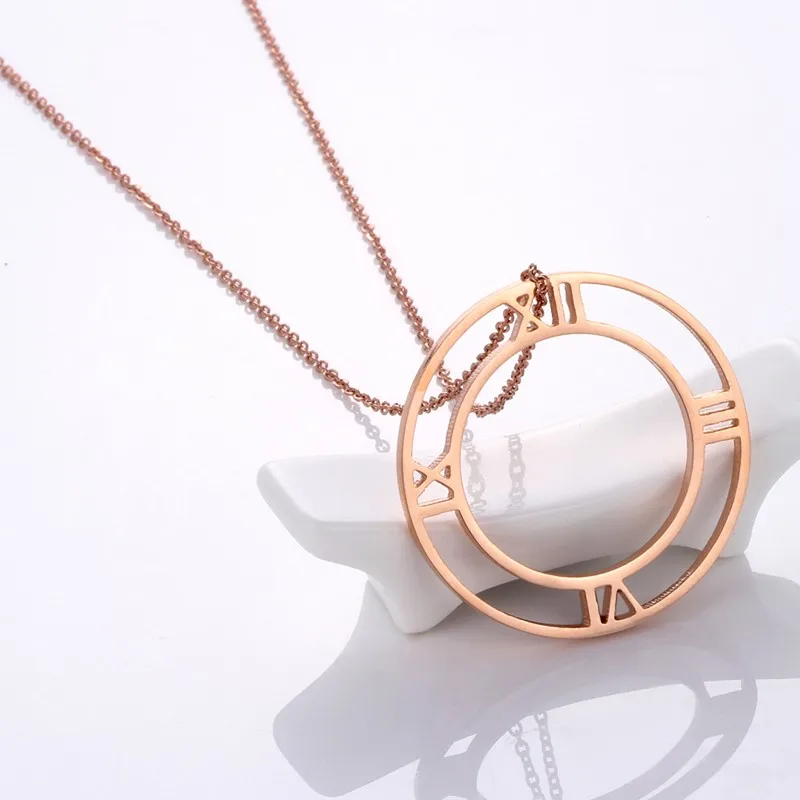 

fashion brand jewelry stainless steel high-end rose gold necklace