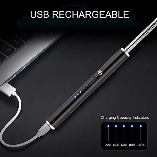 FREE LOGO Kitchen Lighter USB Charging LED Battery Indicator smart single arc lighter