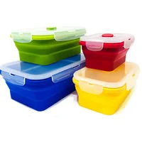 

Portable Collapsible Silicone Food Storage Container folding kids lunch box