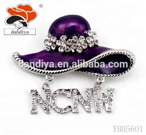 

NCNW PURPLE hat brooch ON RHINESTONE