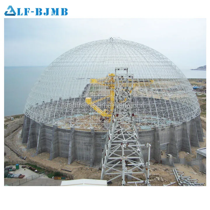 Large-span pre-engineered steel structural dome storage building