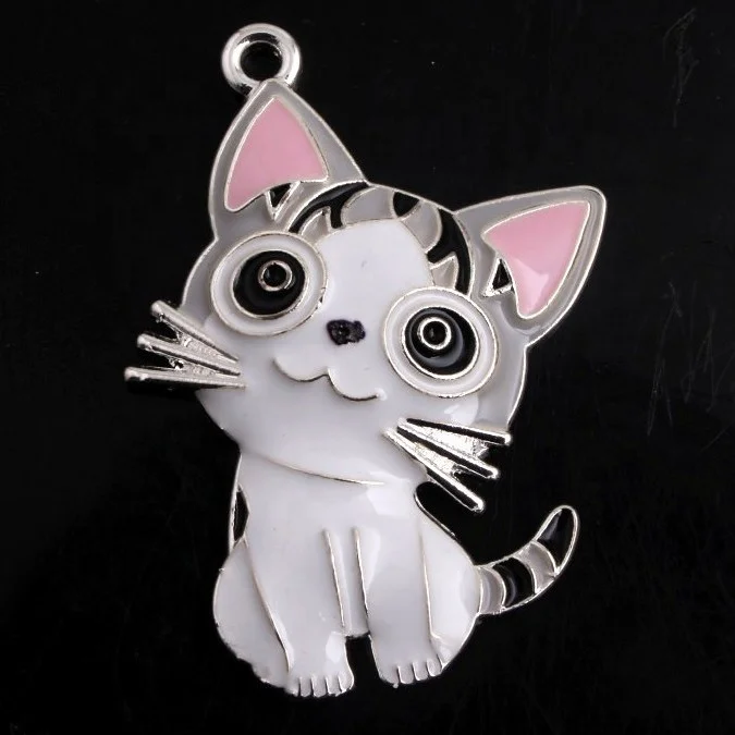 

RP-135 Animal Cat Alloy Custom Enamel Chunky Pendant Charms for Kids Necklace Bubblegum Jewelry 42x30MM