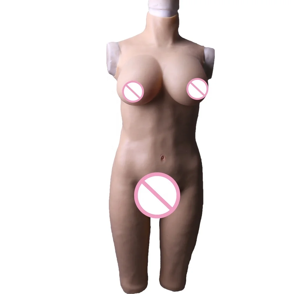 

Crossdresser Realistic Silicone One-Piece Tight Fullbody Suit Breast Form, Nude skin (other color)