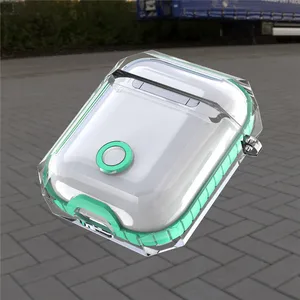 Clear TPU Shockproof Case Carabiner AirPods 1 Charging Case