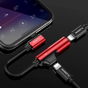 Great FLOVEME Free Shipping For Iphone Charging listening song 2 in 1 dispenser USB Audio Adapter