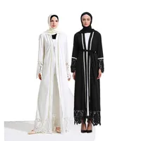 

Muslim Abaya Dress Beading Long Robes Kimono Jubah Ramadan Arabic Dubai Turkish Thobe Islamic Prayer Clothing