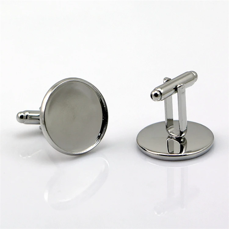 

Custom design ssimple metal round blank mens shirts cufflinks for gift