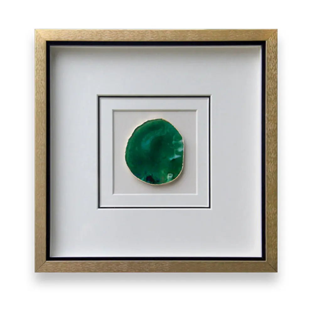 

Handmade 40cm Modern Gold Edge Agate 3d Wall Art with Shadow Box Frame for Dining Room Living Room Decoration