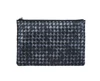 18SG-6834F Woven with Zip Coins Notes Cards real leather Purse Wallet for men