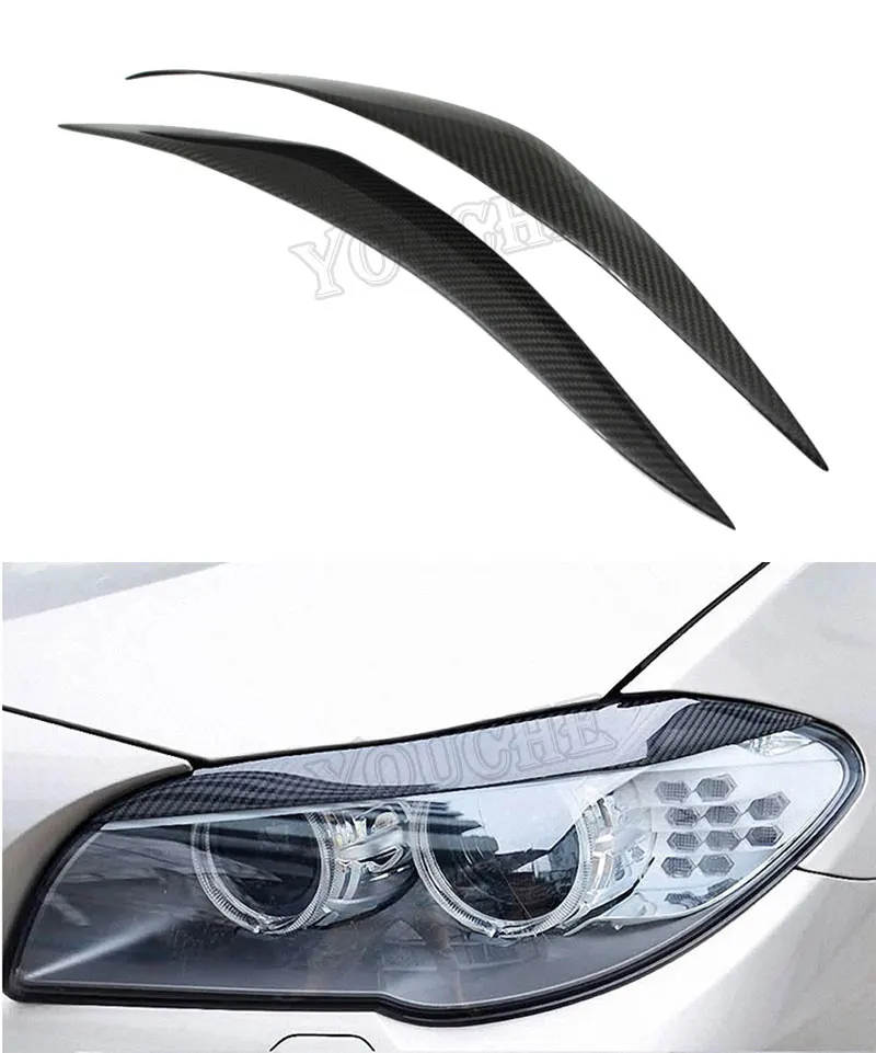 F10 Eyelid Carbon Fiber Front Headlight Eyebrow For Bmw 5 Series F10 ...