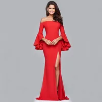 

2019 latest designs pure color dinner dress sexy prom gowns elegant party dress