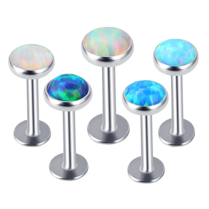 

Mixed Color and Size Low MOQ Flat Back Screw Opal Helix Cartilage Earring Labret