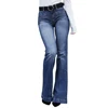 Bulk Wholesale Wash Blue Pocket Trumpet Flare Jeans