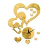 Mute clock room decoration heart-to-heart shaped clear acrylic wall clock 3d mirror