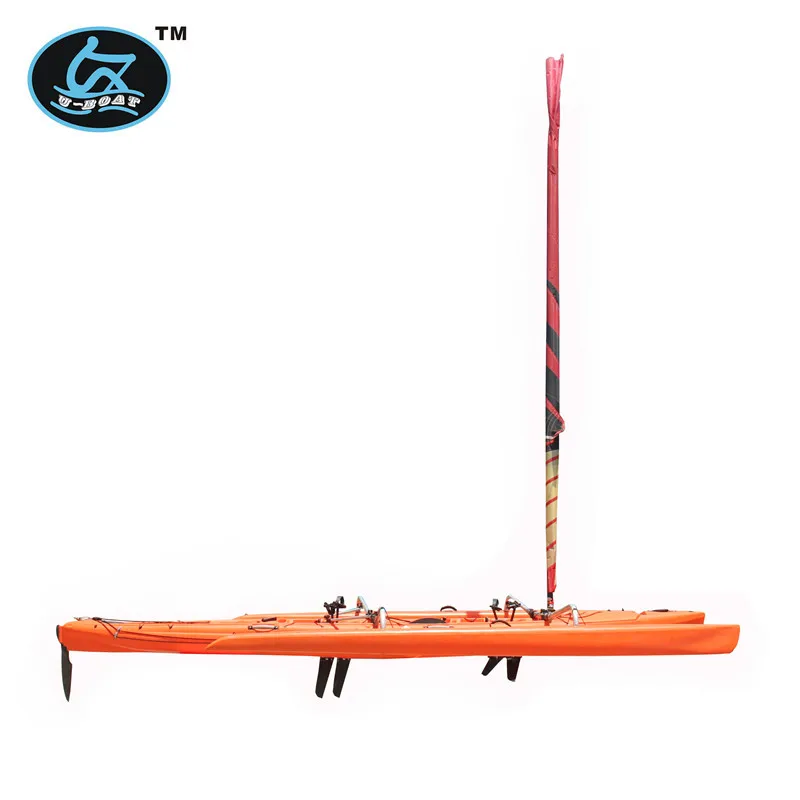 
New design high quality 18ft plastic sailboat with foot drive pedal system and rudder on sale 