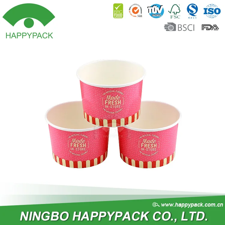 HAPPYPACK 2018 Wholesale Disposable Good Quality Holiday Paper Cup 6.5oz Ice Cream Cup