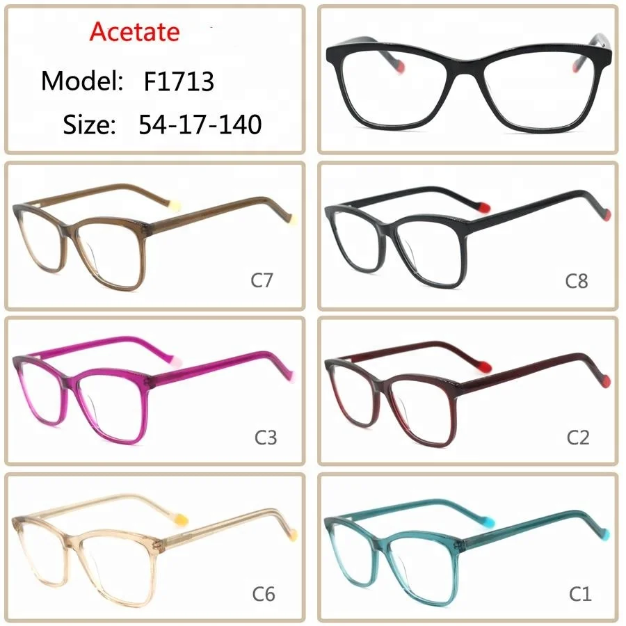 

Factory price fashionable eyeglasses Italy spectacle frames flexible acetate frames, 4 colors for choosing