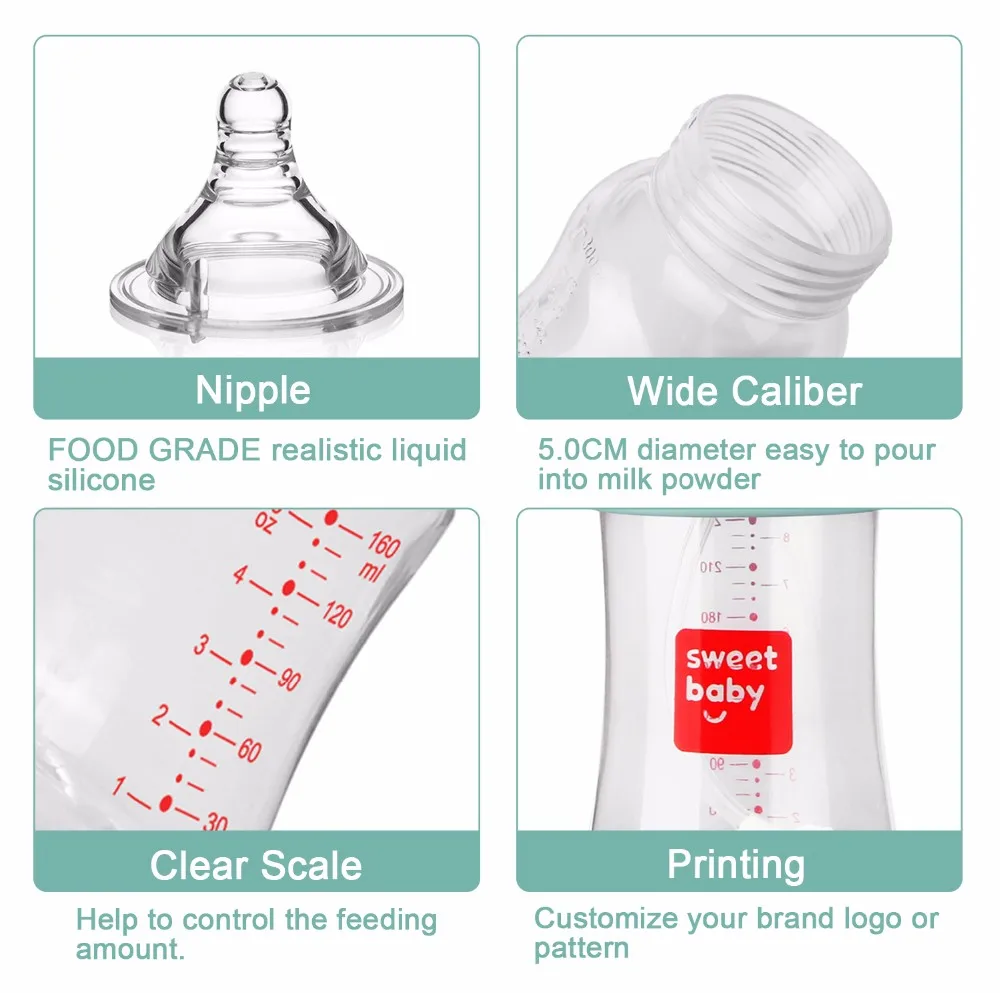 Cute Baby Milk Storage Container Feeding Bottle Plastic Bottles Bpa