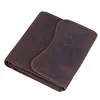 Custom Tiding Dark Brown Handmade Top Grain Leather Envelope Wallet Genuine Leather Wallet Men
