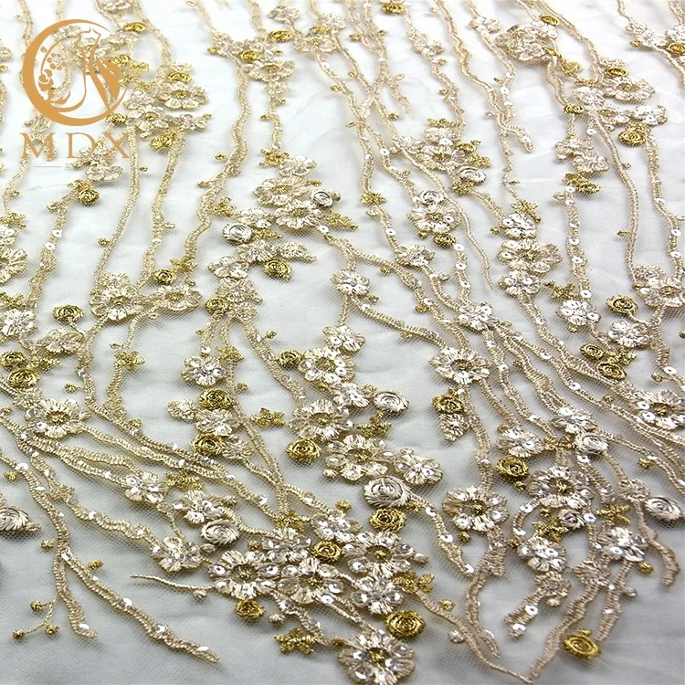 gold bridal lace fabric