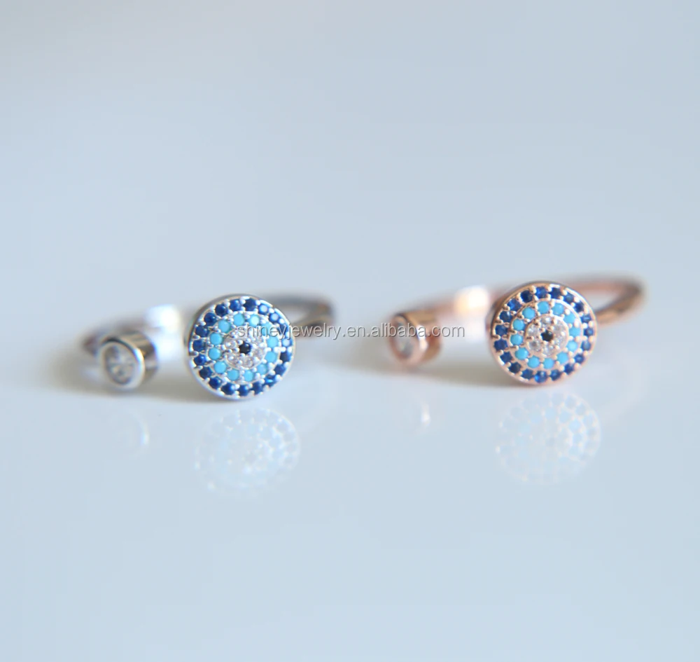 

gold plated micro pave midi knuckle open evil eye jewelry fashion gold women ring