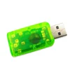 Transparent green colorful 5.1 3D channel external usb sound card for PC