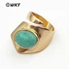 WT-R308 2018Wholeasale 24k gold Electroplated stone ring Adjustable size Rings Geometric Shape Elegant for malachite ring