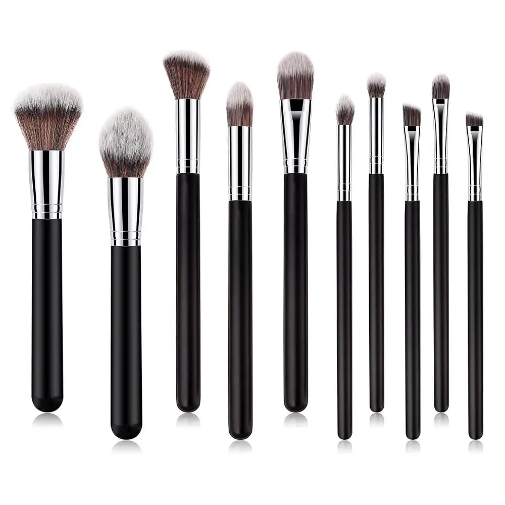 

New Arrive 10 pcs Synthetic Kabuki Makeup Brush Set Cosmetics Foundation blending blush makeup tool, Show in picture