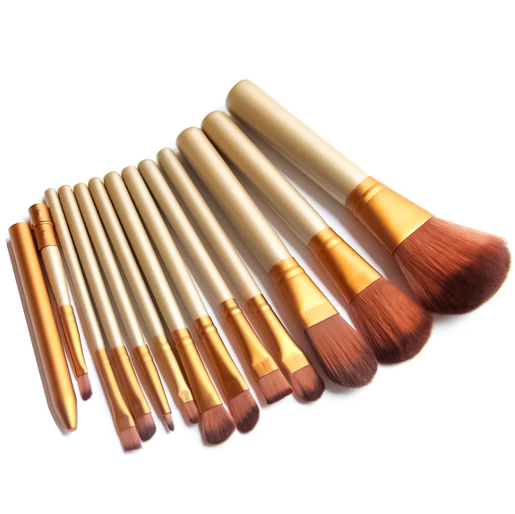 Professional Wholesale 12pcs Gold Makeup Brush With Cosmetic Case