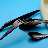 

Eco Friendly Luxury Model include knife fork spoon Items Black Titanium Cutlery