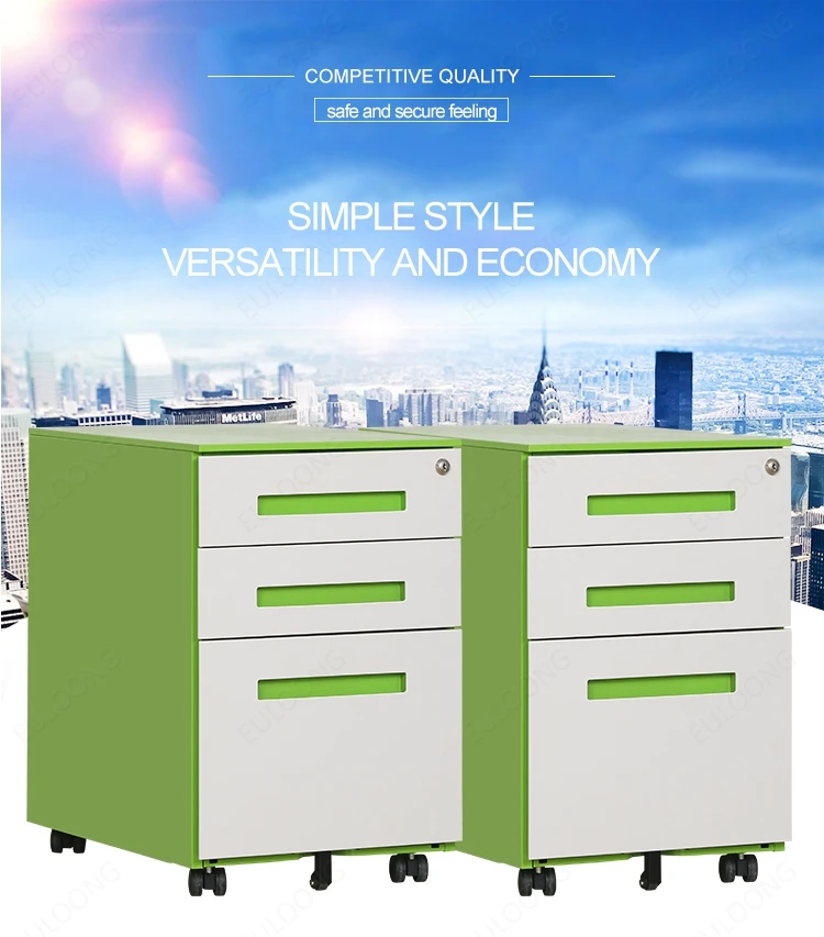Color Mezclado 3 Cajones Oficina Armario De Almacenamiento De Acero