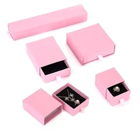 

Wholesale custom pink paper pendant necklace ring earring set jewelry gift packaging box with logo