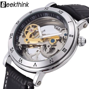 Top brand Skeleton Tourbillon automatic Mechanical Watch Men's luxury business men Wristwatch self wind
