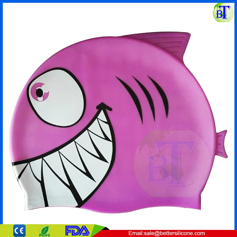 Factory direct lovely and cute fish kinds waterproof silicone swimming cap5.jpg